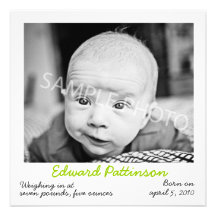 Faire-part de naissance vert polaroïd