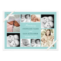 Faire-part jumeau | Teal de bébé de collage de pho