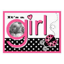 Faire-part mignon de photo de naissance de coccine