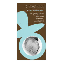 Faire-part moderne de bébé - tétine bleue carte avec photo