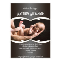 Faire-part noir et blanc de bébé de photo de gradi
