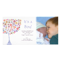 Faire-part Photocard d'arbre de naissance de bébé  Cartes De Vœux Avec Photo