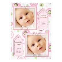 Faire-part rose de photo de point de polka de fill