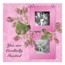 Faire-part rose d'invitation de photo de roses
