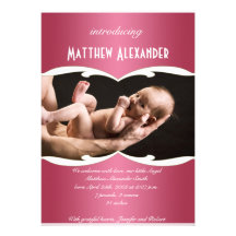 Faire-part rose et blanc de bébé de photo de gradi
