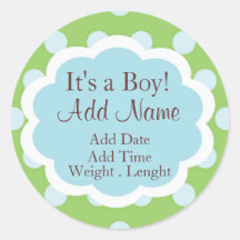 Faire-part Stcker de bébé Autocollant Rond