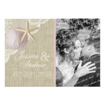 Faire-part vintage de mariage de plage