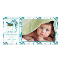 Faire-part vintage d'image d'oiseau de bébé de béb photocarte customisée