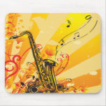 Faisceaux bariolés de saxophone de la musique tapis de souris