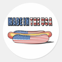 Fait chez le hot-dog patriotique des Etats-Unis Autocollants Ronds