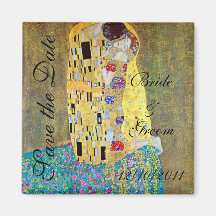 Faites gagner la date ! Le baiser par Gustav Klimt Magnets Pour Réfrigérateur