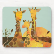 Famille de girafe tapis de souris