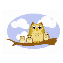 Famille de hibou de Brown - 3 enfants Carte Postale