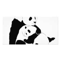 Famille de panda cartes de vœux avec photo