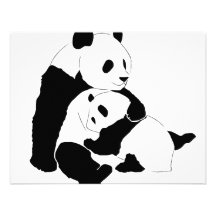 Famille de panda cartons d'invitation