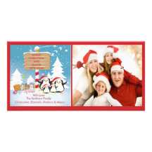 Famille de pingouin de carte photo de Noël de 4 va Cartes Avec Photo