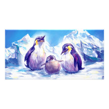 Famille de pingouin photocartes
