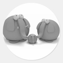 Famille d'éléphant adhésif rond