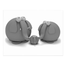 Famille d'éléphant cartes postales