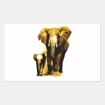Famille d'éléphant stickers en rectangle