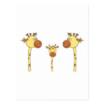 Famille des girafes. Bande dessinée Cartes Postales