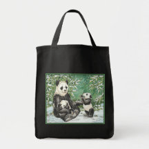 Famille d'ours panda en hiver sac