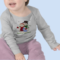 Famille givrée de bonhomme de neige - bleu t-shirts