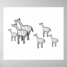 Famille mignonne de girafe affiches