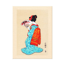 Fan classique japonaise fraîche de kimono de dame  impressions sur toile