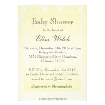 Fancy Yellow Damask Baby Shower Invitation