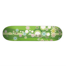 Fantaisie vert fleuri planches à roulettes customisées