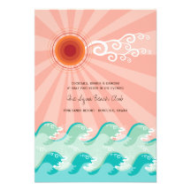 fatfatin réception de mariage rose de vagues de Su Carton D'invitation