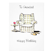Fauteuil, pantoufles et carte d'anniversaire de vi invitations personnalisées
