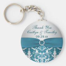Faveur argentée et turquoise Keychain de mariage d Porte-clef