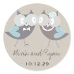 Faveur bleue l'épousant mignonne lunatique de hibo autocollants