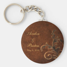 Faveur en cuir élégante Keychain de mariage de feu Porte-clés