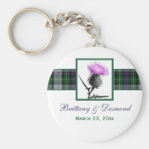 Faveur Keychain de mariage de tartan et de chardon Porte-clés