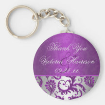 Faveur l'épousant Keychain de la damassé II argent Porte-clés