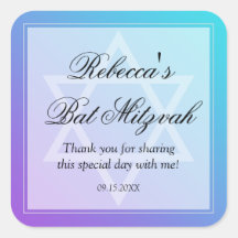 Faveur pourpre turquoise de bat mitzvah d'étoile d autocollants