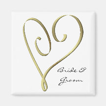 Faveur stylisée de mariage de coeur d'or de coutum aimant pour réfrigérateur
