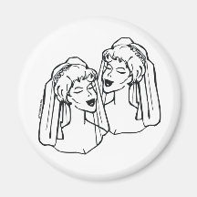 Faveurs gaies de mariage de jeunes mariées lesbien magnets pour réfrigérateur