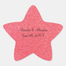 Faveurs roses de mariage de scintillement stickers en étoile