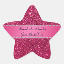 Faveurs roses de mariage de scintillement stickers en étoile