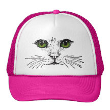 Favoris aux yeux verts de visage de chat casquettes