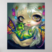 Fée chérie de dragon d'IMPRESSION d'ART de Dragonl Affiche