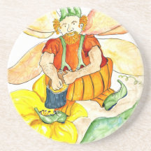 Fée de citrouille - crayon d'aquarelle dessous de verre