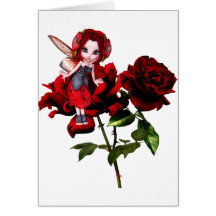Fée de coccinelle sur les roses rouges carte de vœux