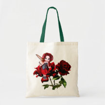 Fée de coccinelle sur les roses rouges sacs