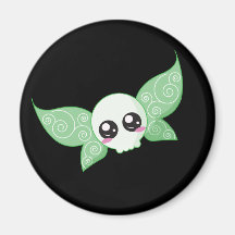 Fée de crâne - vert magnets pour réfrigérateur