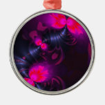 Fée de fleur - se sont levés et les rubans magenta ornements de noël